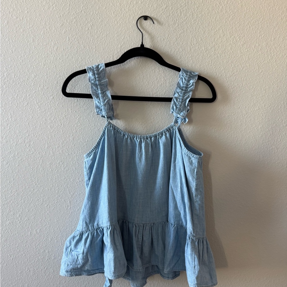 Light Blue Ruffle Strap Top - Picture 5 of 7